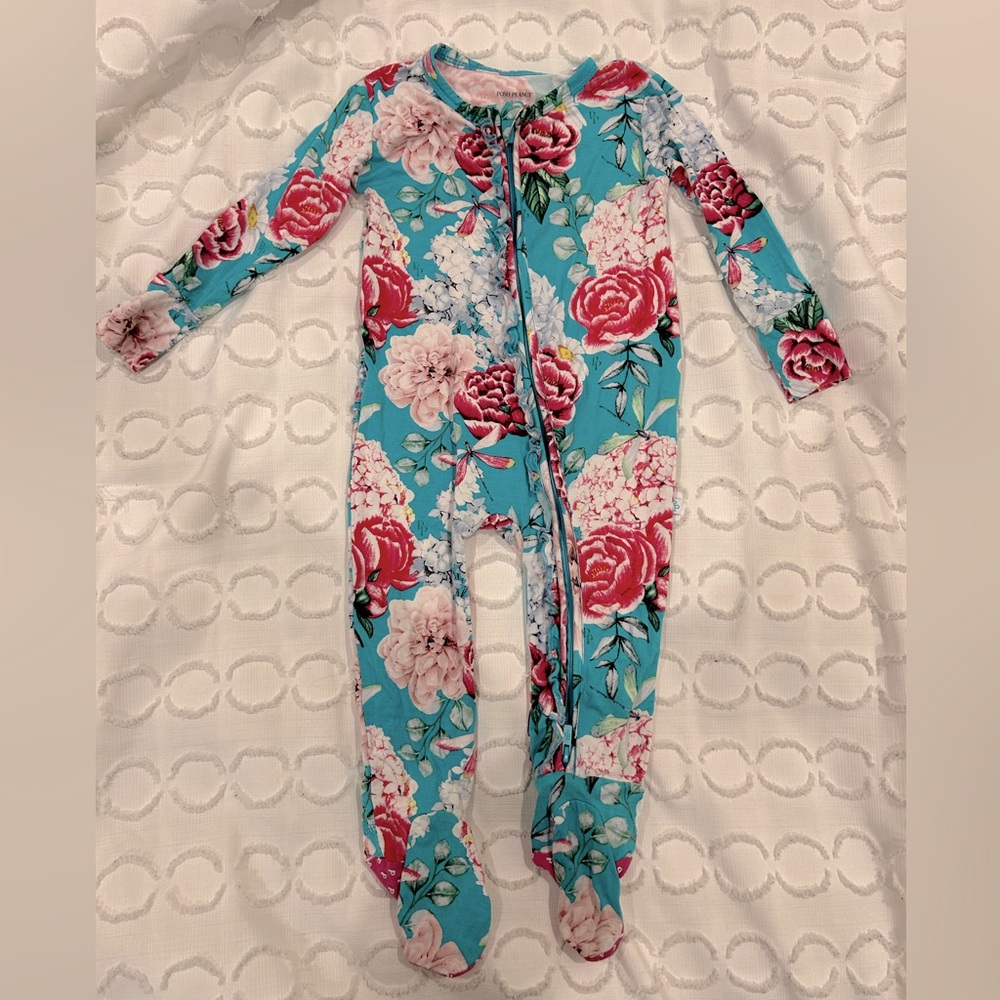 Posh Peanut Eloise Footie Ruffled Zippered Onepiece